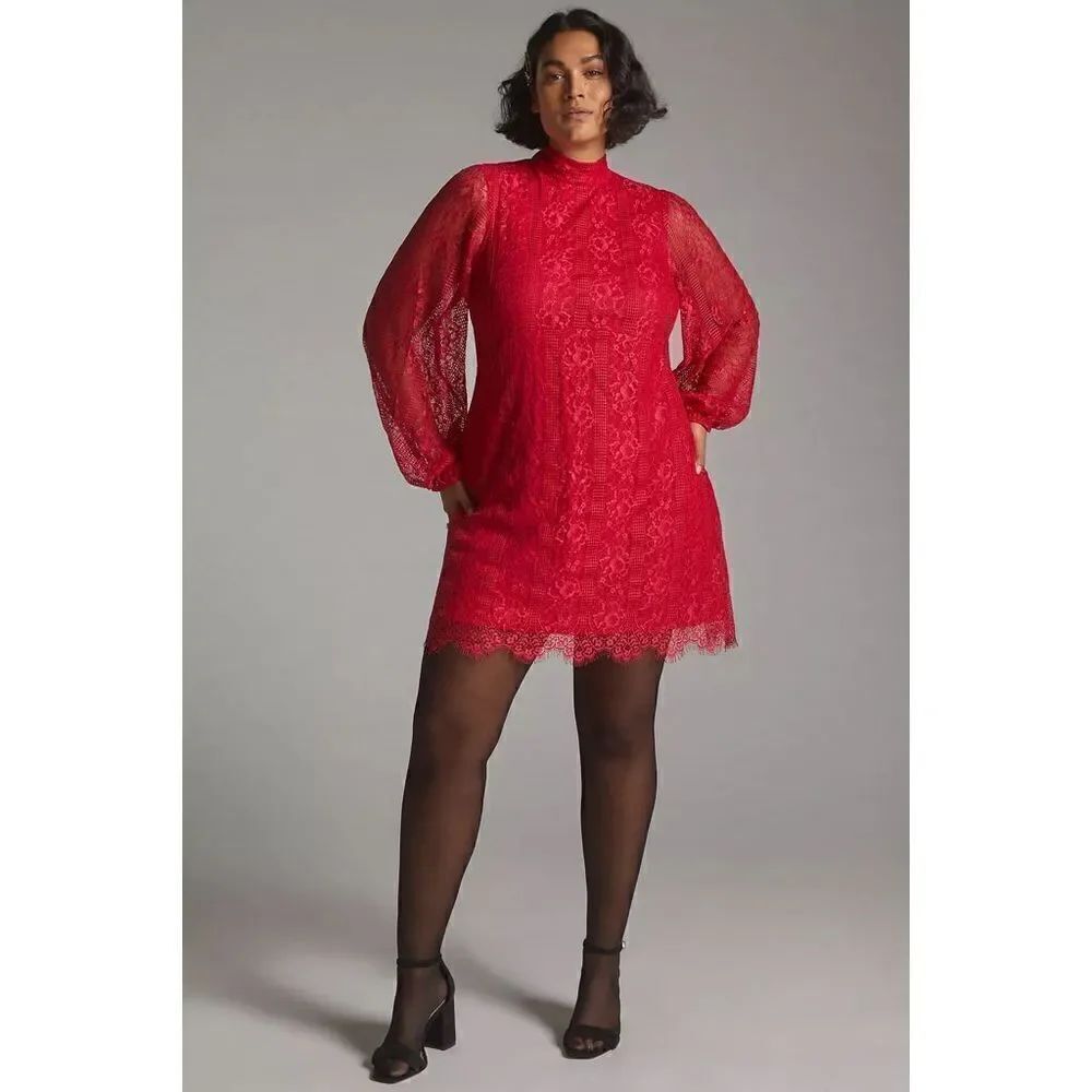 Anthropologie - Maeve Open-Back Lace Mini Dress